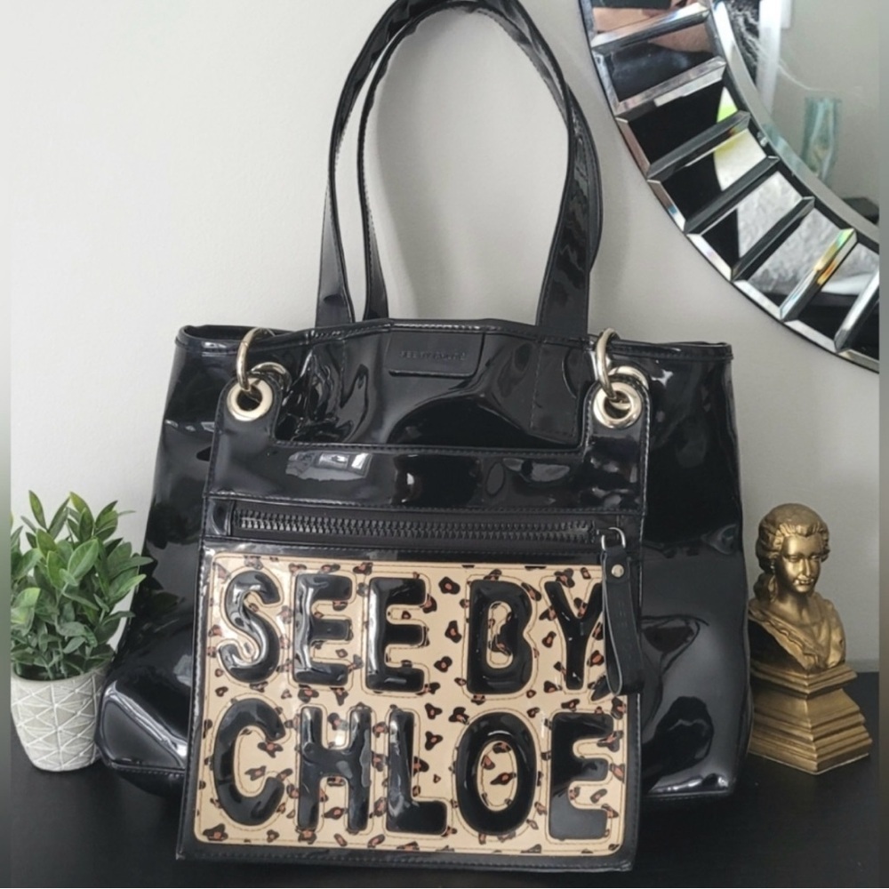See By Chloe Black and Tan Tote Bag EUC